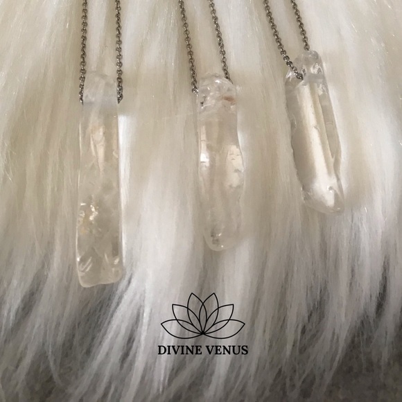 Clear Quartz Stainless Steel Necklace - Large - Picture 4 of 8